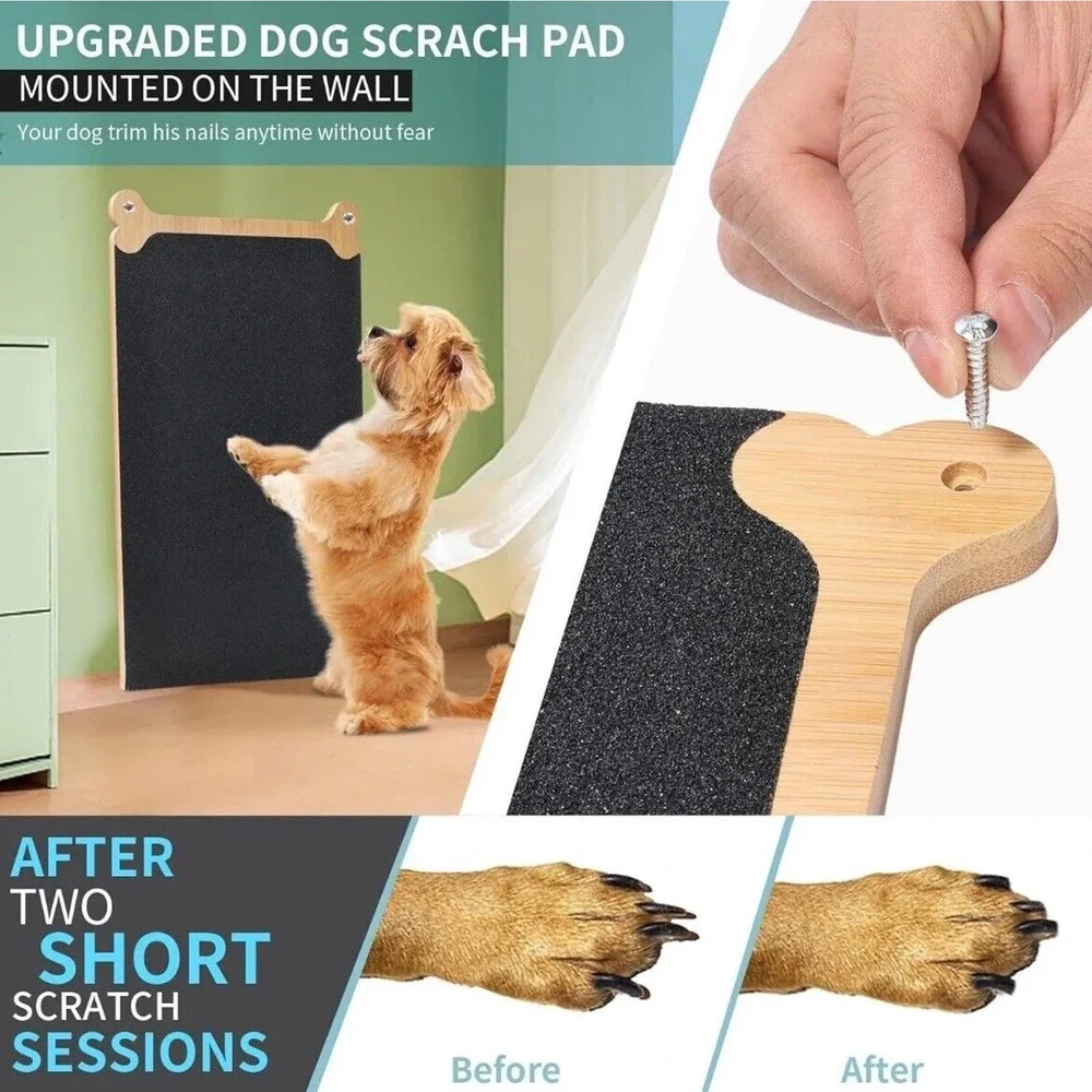 Bamboo Dog Scratch Pad for Dogs, Scratching Pad, Double Sided Sandpaper, New